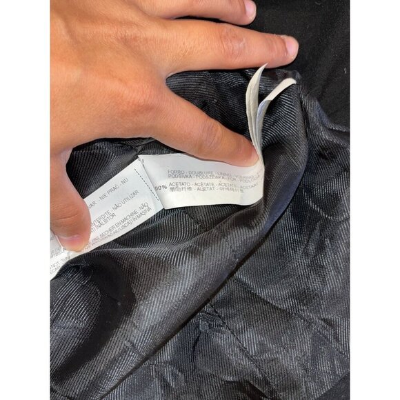 Zara Basic Black Single-Button Satin Lapels & Faux Leather Trim Women's Blazer S - Picture 8 of 8